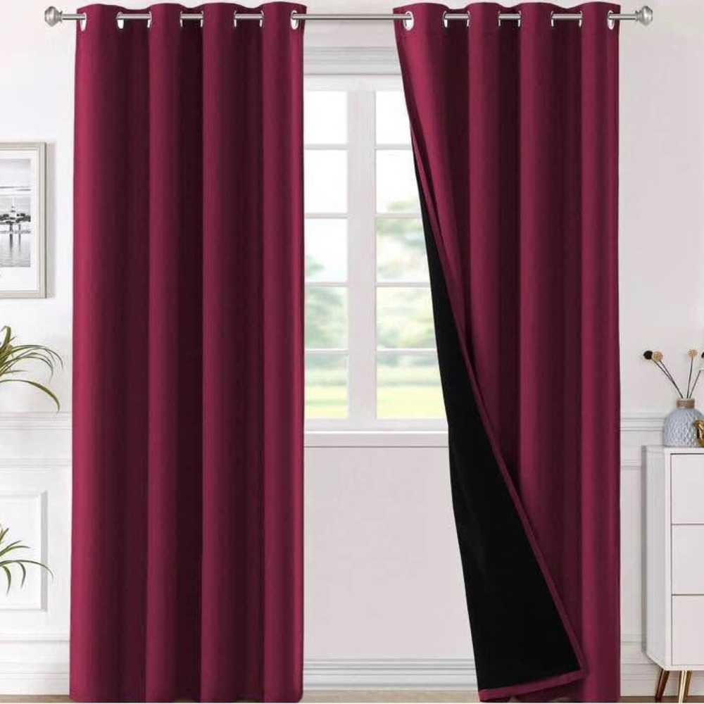 Burgundy / Maroon Curtain Panels (Set of 2), 52” x 96”